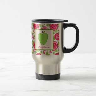 Floral & Green Apple Teacher Mug