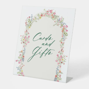 floral green arch Cards & Gifts bridal shower Pedestal Sign