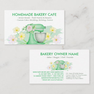 Floral Green Bakery Baking Business Card