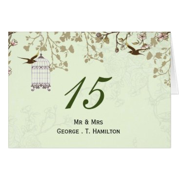 floral green bird cage, love birds table numbers