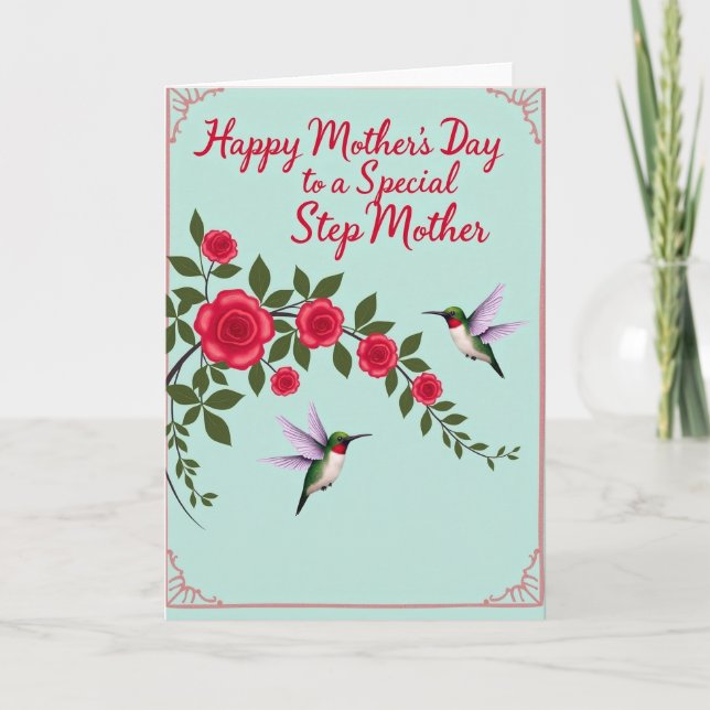 Floral Green Birds Mothers Day Card (Front)