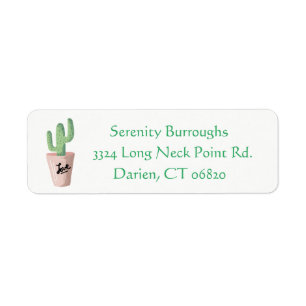 Floral Green Cactus Flower Pink Love Label