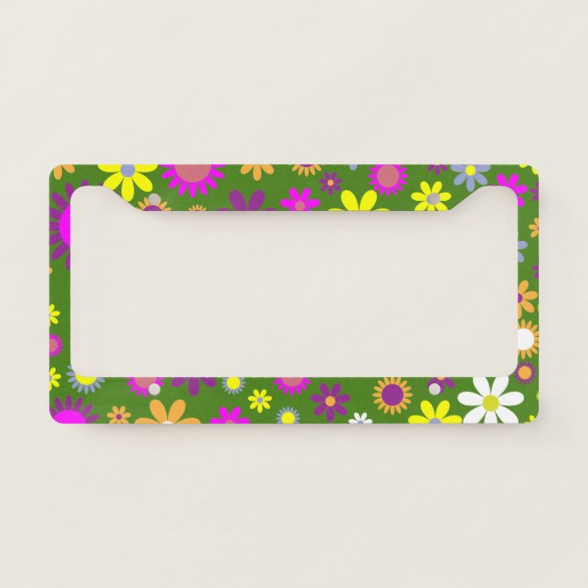 Floral - Green - Emo - License Plate Frame (Front)