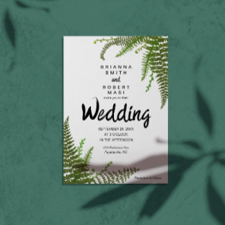 Floral green fern leaves wedding Invitation