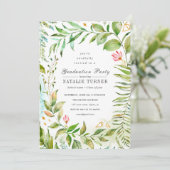 Floral Green Foliage Graduation Party Invitation (Standing Front)