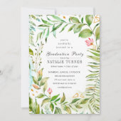 Floral Green Foliage Graduation Party Invitation (Front)