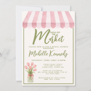 Floral Green Fresh Off The Market Bridal Shower Invitation