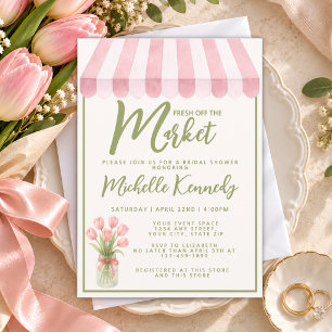 Floral Green Fresh Off The Market Bridal Shower Invitation