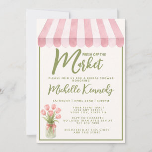 Floral Green Fresh Off The Market Bridal Shower  Invitation