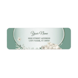 Floral Green Geometric Wedding Return Address Label