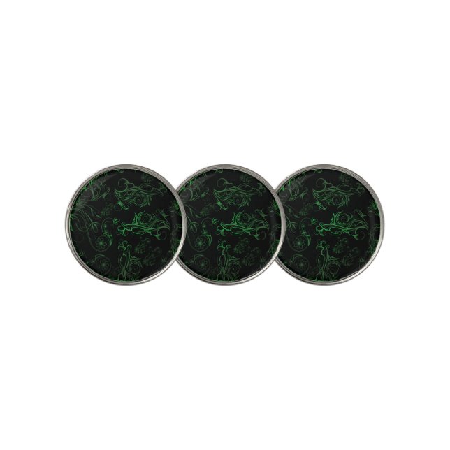 Floral Green Golf Ball Marker (3 Up)