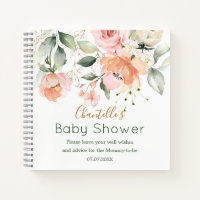 Floral, green leaves Baby Shower Spiral Notebook