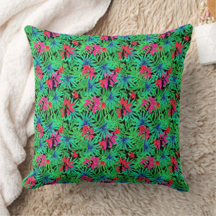 Floral Green Leaves Garden - Botanical Throw Pillow