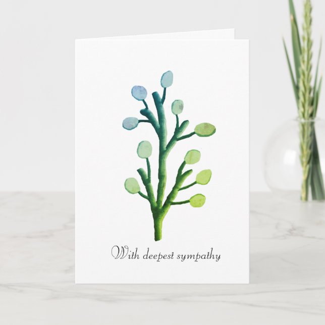 Floral Green Leaves With Sympathy Card (Front)
