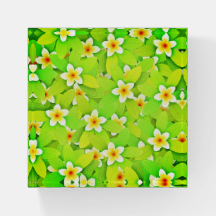 Floral Green Leaves Yellow Flowers Pattern Paperweight