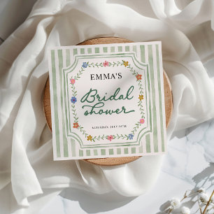 Floral Green Lines Napkins