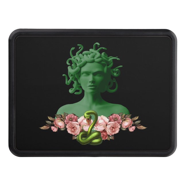 Floral Green Medusa Gorgon Greek Mythology Hitch Cover (Front)