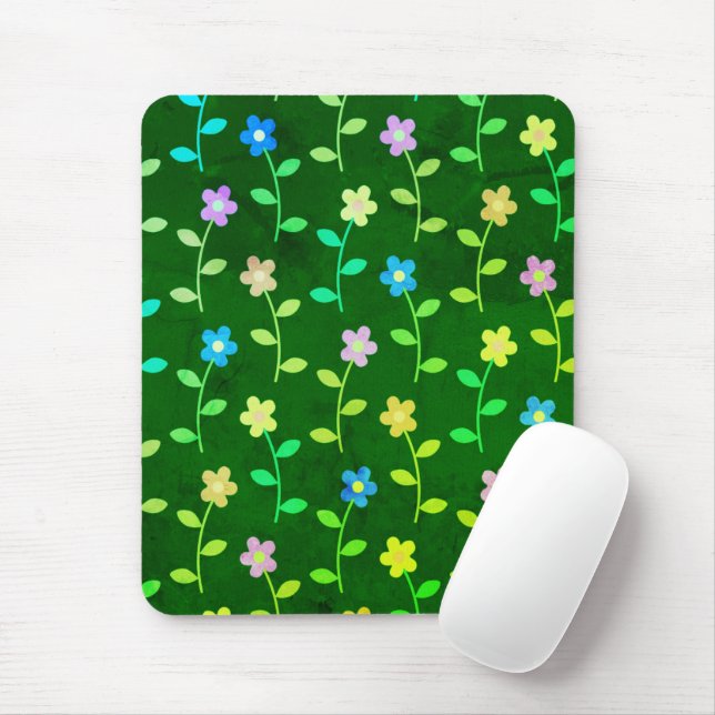 Floral Green Mouse Pad (With Mouse)