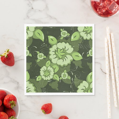 Floral Green Paper Napkins