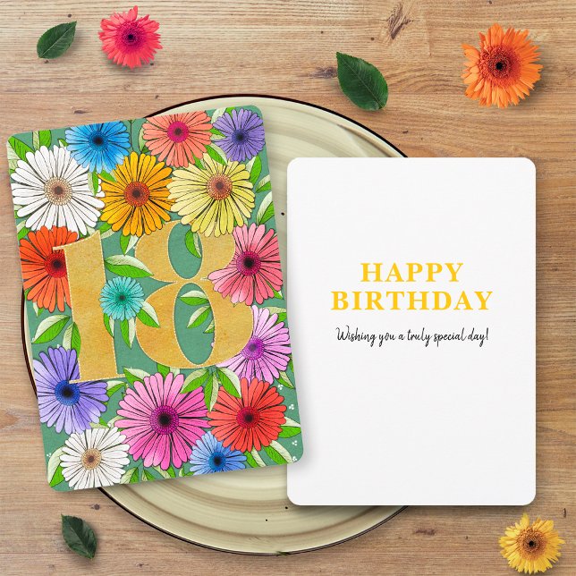 Floral Green Personalized 18th Birthday Card (Creator Uploaded)