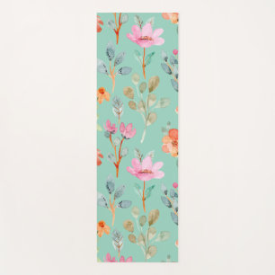 Floral Green Personalized Yoga Mat for Women