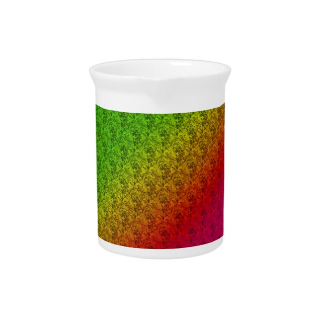Floral Green Red Rainbow Gradient Diagonal Blend Beverage Pitcher (Front)