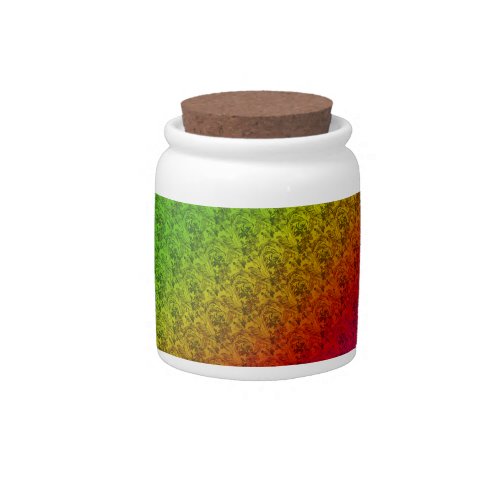 Floral Green Red Rainbow Gradient Diagonal Blend Candy Jar