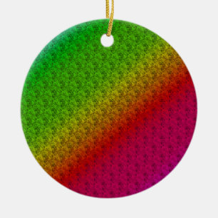 Floral Green Red Rainbow Gradient Diagonal Blend Ceramic Ornament