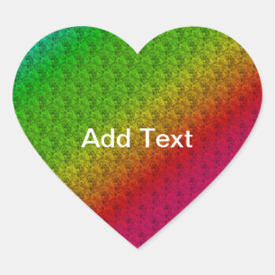 Floral Green Red Rainbow Gradient Diagonal Blend Heart Sticker