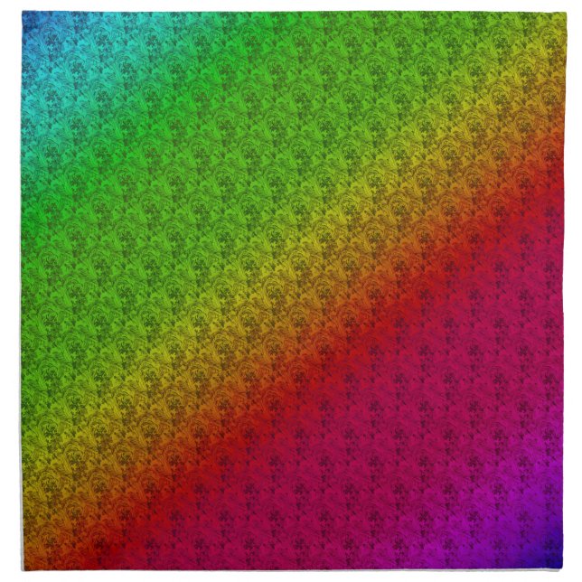 Floral Green Red Rainbow Gradient Diagonal Blend Napkin (Front)