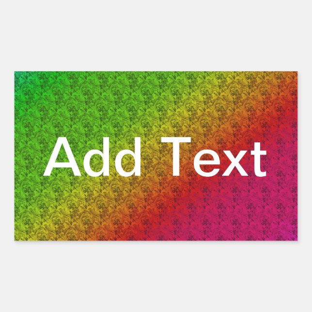 Floral Green Red Rainbow Gradient Diagonal Blend Rectangular Sticker (Front)