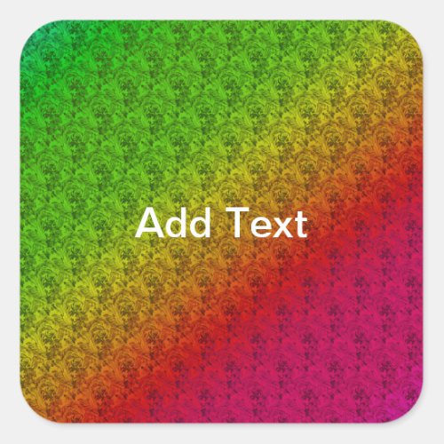 Floral Green Red Rainbow Gradient Diagonal Blend Square Sticker