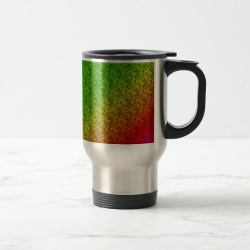 Floral Green Red Rainbow Gradient Diagonal Blend Travel Mug