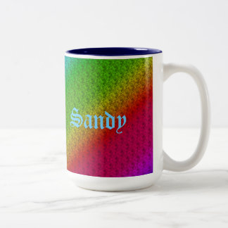 Floral Green Red Rainbow Gradient Diagonal Blend Two-Tone Coffee Mug