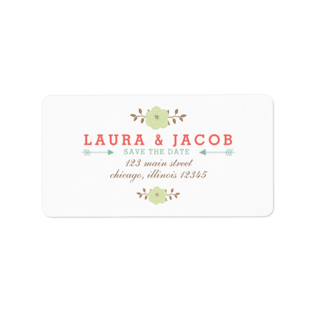 Floral Green Save the Date Label (Front)
