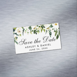 Floral Green Save The Date Mini Magnet