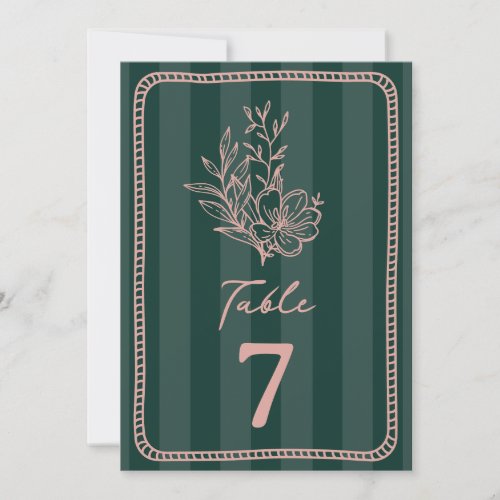 Floral Green Stripe Wedding Invitation