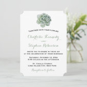 Floral Green Succulent Cactus Wedding Invitation (Standing Front)
