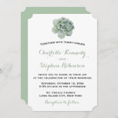 Floral Green Succulent Cactus Wedding Invitation (Front/Back)