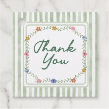 Floral Green Thank You Favor Tags