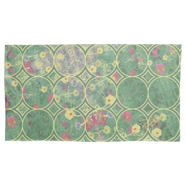 Floral Green Tile Pillowcase (Front)