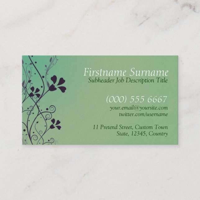 Floral Green Wash Business Card (Front)