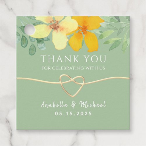 Floral Green Wedding Thank You Favor Tags