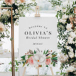 Floral Green White Pink Bridal Shower Welcome Sign<br><div class="desc">Floral Green White Pink Bridal Shower Welcome Sign</div>