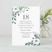 Floral Greenery 18th Birthday Party Invitation (Standing Front)