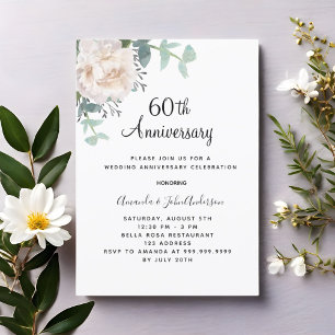Floral greenery 60th wedding anniversary invitation