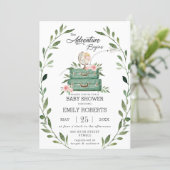 Floral Greenery Adventure Baby Shower Travel Invitation (Standing Front)