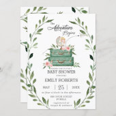 Floral Greenery Adventure Baby Shower Travel Invitation (Front/Back)