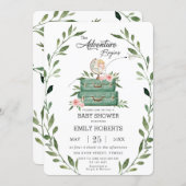 Floral Greenery Adventure Baby Shower Travel Invitation (Front/Back)