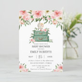 Floral Greenery Adventure Travel Baby Shower Girl Invitation (Standing Front)